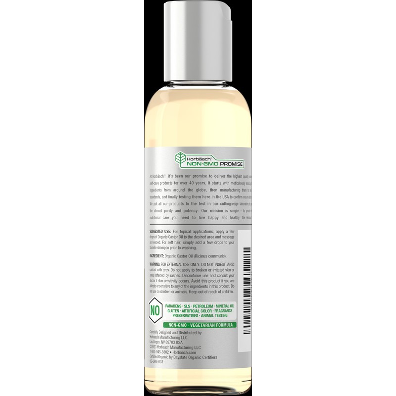 Organic Castor Oil | Cold Pressed & Hexane Free |