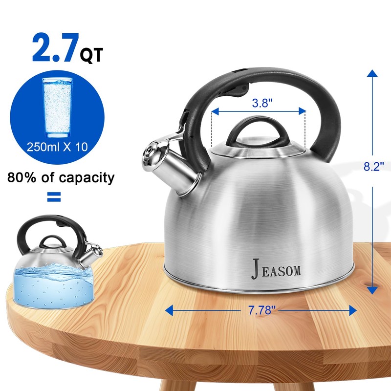 Jeasom Tea Kettle Stovetop - Food Grade Stainless Steel Whistling