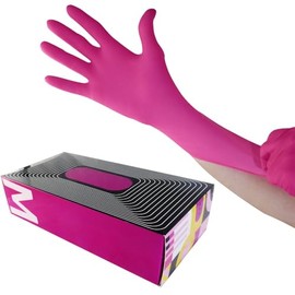 Bee Line Industries Waxness Cosmetology Nitrile Gloves Pink, Medium, 100 pcs/box