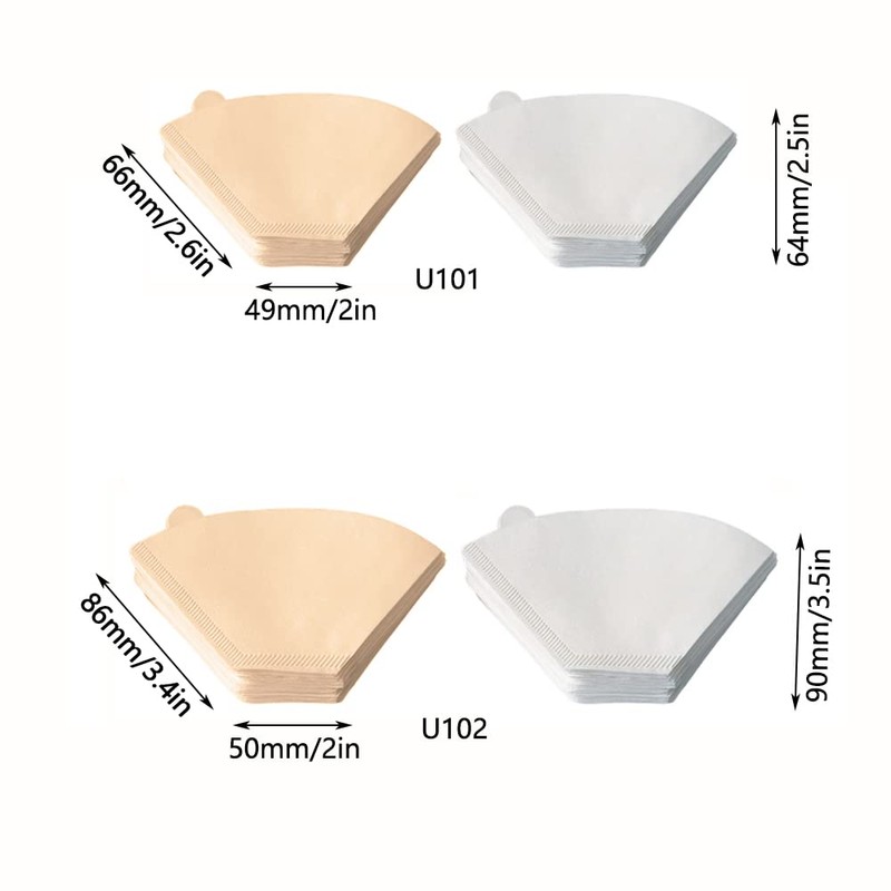 100 Pcs Coffee Filter Papers, Disposable Unbleached Cone Filter Papers