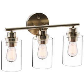 ZAGO 3 Lights Bathroom Vanity Light Fixtures, Brushed Nickel with Clear Glass, 120V, Modern Farmhouse Wall Mounted Sconces for Living Room, Kitchen, Hallway, Porch, E26 Base (Bulbs Excluded), ETL