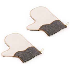 HatynkaUA Sauna Mitten for Russian Bath Broom - Ukrainian Banya Gloves - Banya Mitts for Hot Tub - Felt Sauna Accessories for Men and Women - Combi White-Gray LA-502