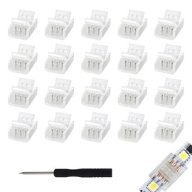 20 pcs 3 Pin 8mm LED Light Strip Connectors Solderless Clear Track Lighting Connectors for Waterproof and Non-Waterproof WS2811 WS2812B IC RGB LED Strip Lights