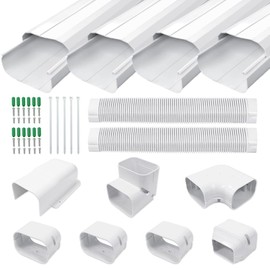 Cestluck 4'' 17 Ft PVC Decorative Pipe Line Cover Kit for Ductless Mini Split Air Conditioner-Full Set, No Other Parts Needed