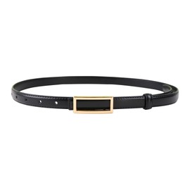 Huamanxi Womens Adjustable Leather Belt for Ladies Belts Retro Vintage Belt Women's Accessories Skinny Belt for Dresse Jeans Buckle Thin Waist Belt Waist Strap Waistband with Gold Buckle (black)