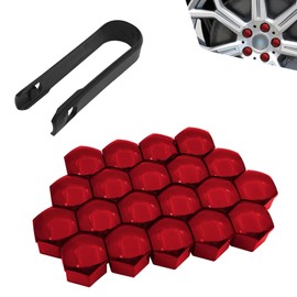 Downhill 20 PCS 17MM Wheel Lug Nut Covers, Cratch and Rust Resistant Hexagon Car Wheel Nut Caps, Wheel Center Bolt Caps with Removal Clip, for Most Cars, Trucks, SUVs (Red)