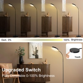 LALISU Floor Lamp, LED Floor Lamps for Living Room, Stepless Adjust Color Temperatures & Brightness Standing Lamp with Touch Control Tall Lamps Adjustable Gooseneck Reading Floor Lamp (Black)