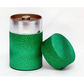 KOTODO Washi Paper Tea Tin Canister: Long 3.5oz (100g) Dotted Green (#6), Japan