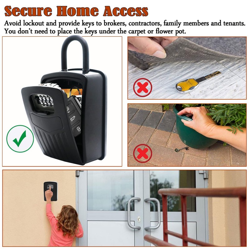 Extra Large Key Storage Security Lock,V-Resourcing Door Knob Mounted,Resettable 4