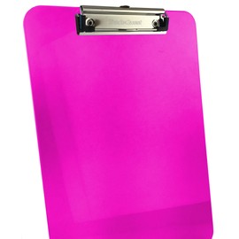 Trade Quest Plastic Clipboard Transparent Color Letter Size Low Profile Clip (Pack of 6) (Pink)