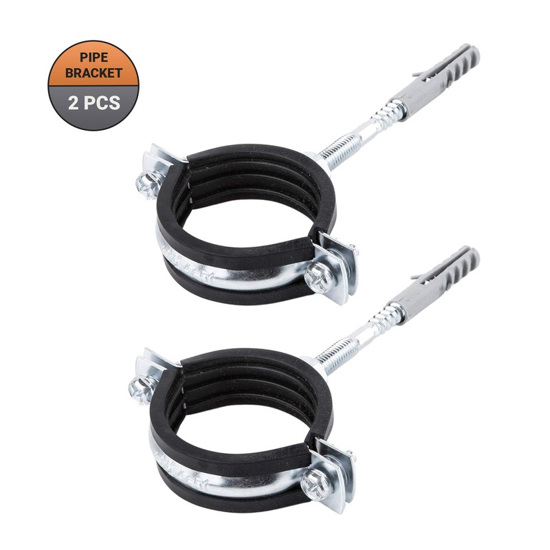 Pack of 2 Anti-Vibration Single Metal Pipe Brackets Clamps Rubber