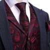 Barry.Wang Red Black Mens Silk Lapel Collar Vest Tie Sleeve