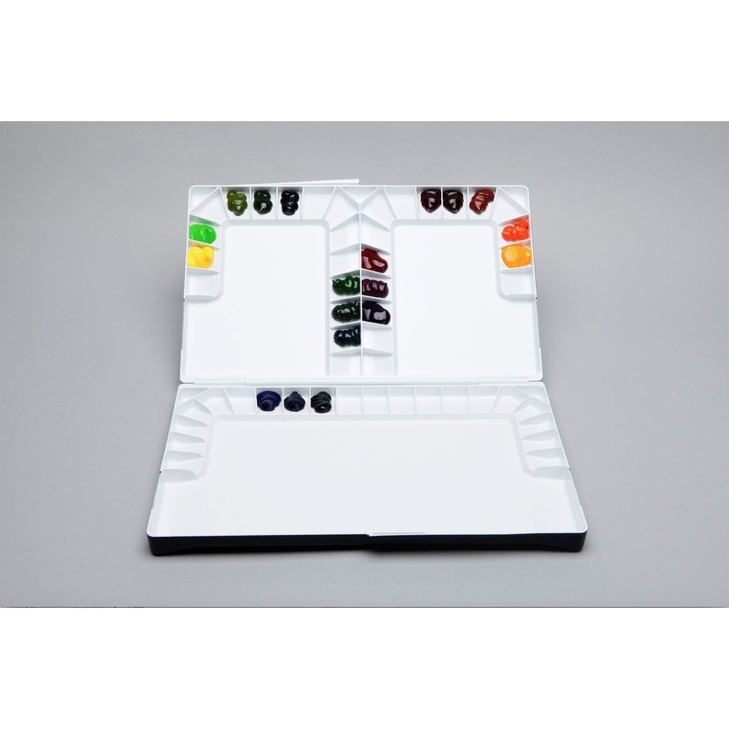 Mijello Studio Watercolor Palette, 55 Paint Wells, Blue, Foam Dauber