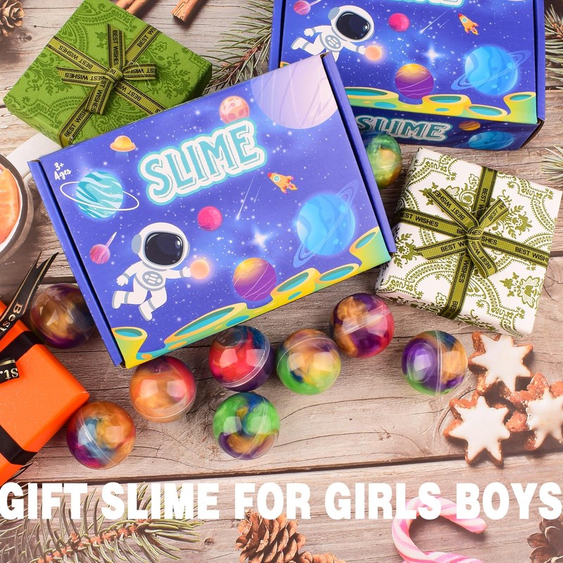 12 Pack Galaxy Slime Balls – Slime Party Favors, Non-Sticky,