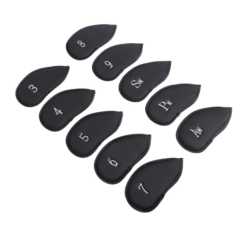 10PCS Golf Club Head Cover PU Leather Protective Abrasion Resistant