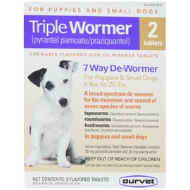 Durvet Triple Wormer Broad Spectrum Dewormer for Cats and Dogs Chewable Treats