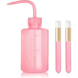 Juego de 3 brochas de champú para pestañas, con 1 botella de plástico de 250 ml, para limpieza de pestañas, tatuajes, 2 cepillos de limpieza facial para puntos negros de nariz, suministros de extensión de pestañas (botella rosa + cepillo de limpieza)