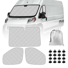 Windshield Sun Shade 3 Set for 2014-2024 Ram ProMaster, Insulated Front Seat Side Sunshade for All Seasons, Blockout UV Reflector Privacy Protection