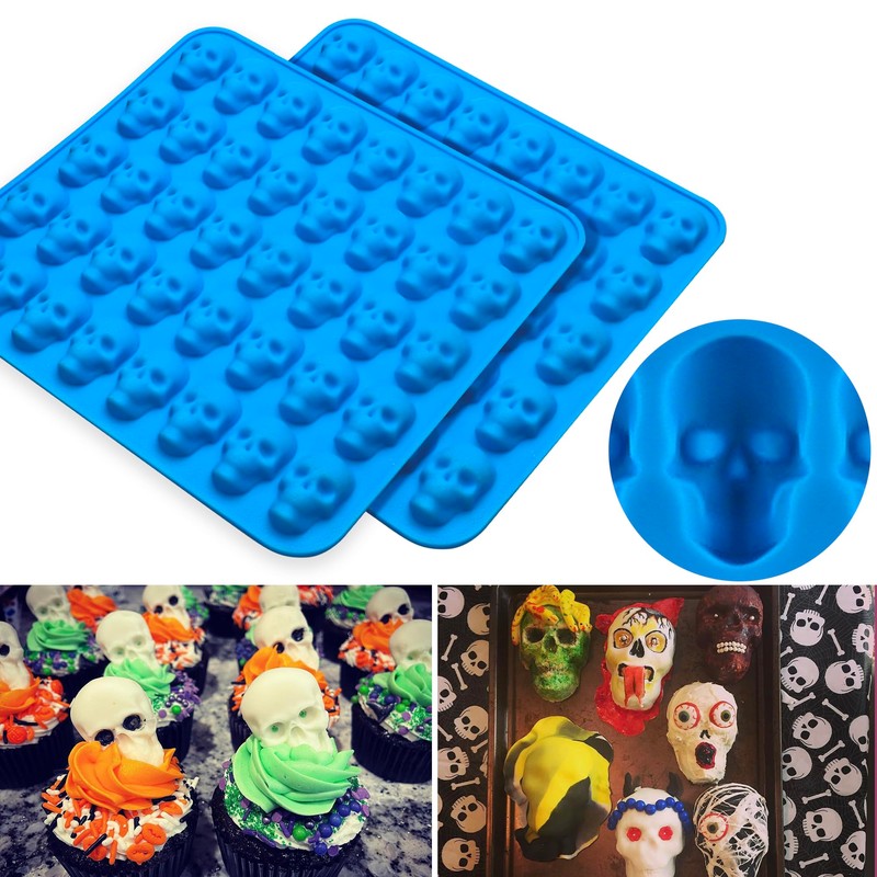 Sidosir 4Pcs Gummy Skull Candy Molds, Gummy Skull Molds, Non-stick