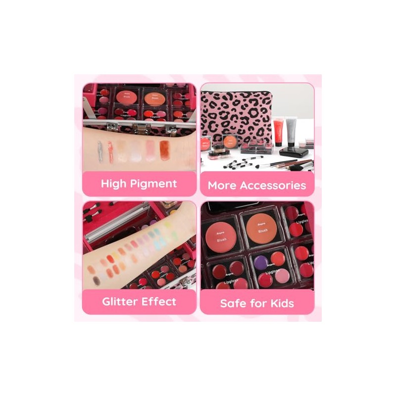 Anpro Estuche De Maquillaje Doble Plegable Leopord Todo En Uno