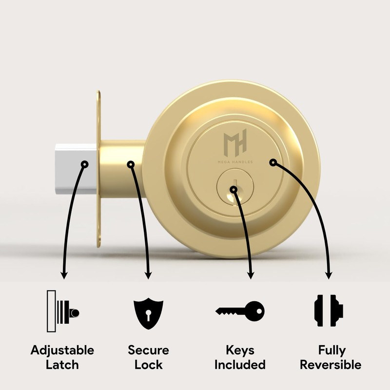 Mega Handles Buena Deadbolt Lock - Heavy Duty Square Locking