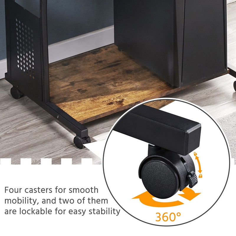 Yaheetech 3 Tiers Rolling Computer Desk with Keyboard Tray and