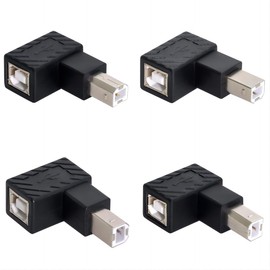 Chenyang CY USB 2.0 B Type Male to Female Extension Adapter Horizontal Vertical Angled 90 Degree for Disk Scanner UP Down Left Right Four Directions 4Pcs