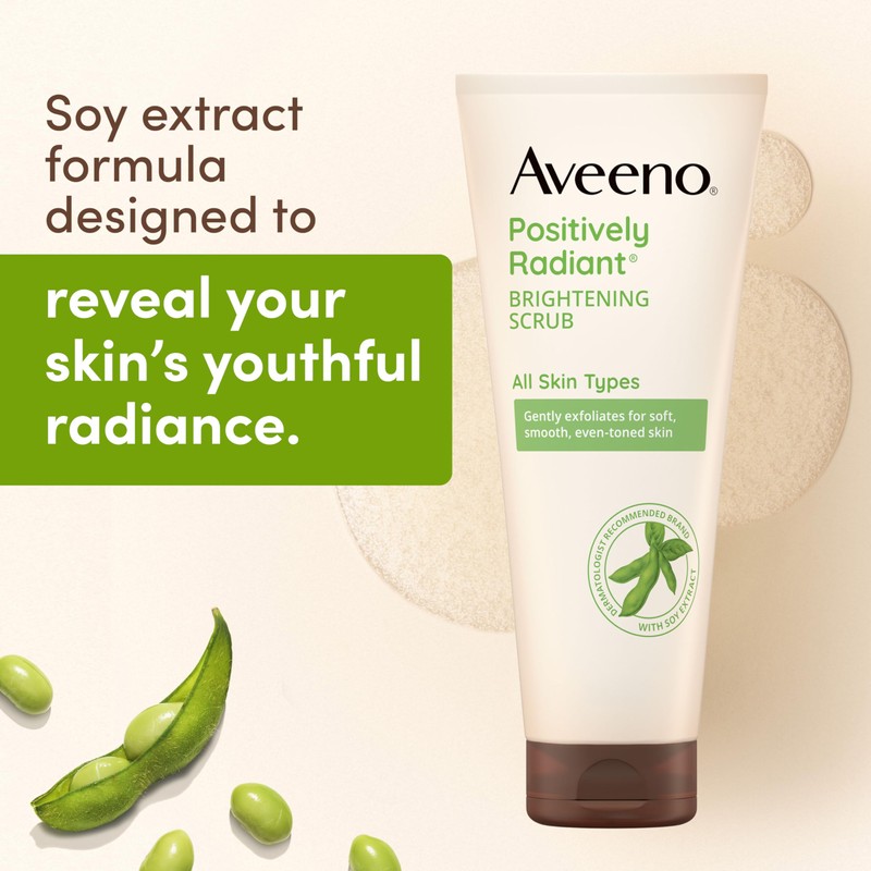 Aveeno Positively Radiant Skin Brightening Exfoliating Daily Facial Scrub, Moisture-Rich
