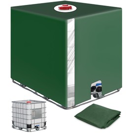 SOBEAU IBC Tank Cover 1000 L, IBC Container Accessories, Water Tank Tarpaulin with Transparent Film, Anti-UV Protective Tarpaulin, Rainwater Tank Cover, IBC Water Tank Cover, Green