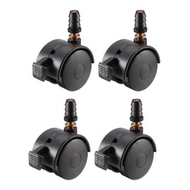 sourcingmap 1.5 Inch Swivel Caster Wheels Grip Neck Stem Caster Black Furniture Wheel with Brake and Mounting Socket, 4pcs