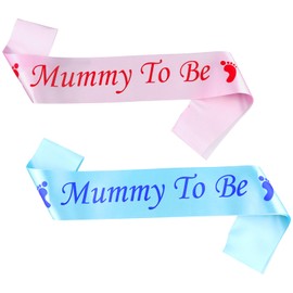 Pack of 2 Baby Shower Sashes, Mummy to Be Sash, Shoulder Strap, Baby Shower Sashes for Baby Shower, Party, Celebration, Baby Welcome Party Decoration (Pink, Blue)