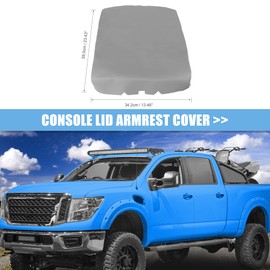 X AUTOHAUX Car Center Console Lid Armrest Seat Box Cover Protector Replacement Microfiber Leather for Nissan Titan 2004-2014 Armrest Lid Not Included Gray