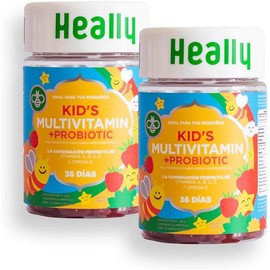 Multivitamínico para Niños, Gomitas, Para un Mejor Desarrollo, Sabor Naranja y Fresa, Con Omega-3, Vitaminas A, B, C y E, 100% Natural, Sin Azúcar y Gluten, Heally (2)