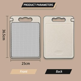 Double Sided Stainless Steel Cutting Board, Stainless Steel Wheat Straw Chopping Board with Juice Groove,Non Slip Handle Durable Kitchen Cutting Board for Meat,Vegetables Fruits