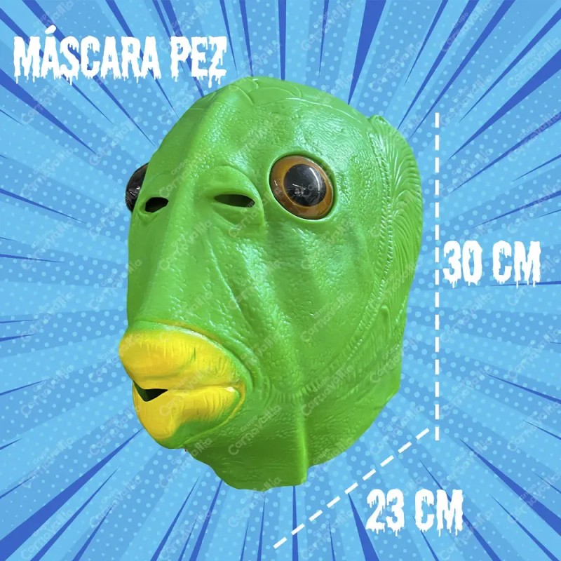 Máscara Cabeza D Pez Verde Disfraz Halloween Fiesta Divertid