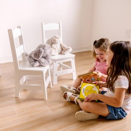 Melissa & Doug Wooden Chairs, Set of 2 - White Furniture for Playroom