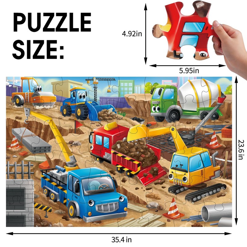 Jumbo Floor Puzzle for Kids,Construction Site Jigsaw Large Puzzles,48 Piece