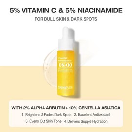 Generic SKINEVER Vitamin C Serum, 5% Vitamin C. with 5% Niacinamide, 2% Arbutin and 10% Centella Asiatica. Smoothen Skin and Achieve Glowing and Even-Skin Tone.