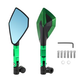 HOPESPANNER Universal Motorcycle Rear View Mirrors Adjustable Bar End Side Mirrors Mount Aluminum Alloy 1 Set Green M8/M10 Polygonal Shape