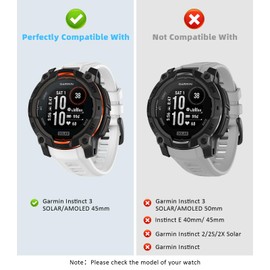 Astorgos 22mm Rubber Sport Replacement Strap Compatible with Garmin Instinct 3 Solar 45mm/Instinct 3 Amoled 45mm, Waterproof Watch Band Breathable Lightweight Strap Wristband, White