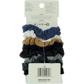 Scunci, No Damage, Mini Scrunchies, Assorted Denim Colours, 8 Pieces