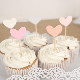 Decoración para cupcakes con forma de corazón con purpurina, 50 piezas de amor para el día de San Valentín, decoración de tartas para bodas, bodas, fiestas de cumpleaños, baby shower