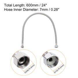 sourcing map 24 Inch Long Faucet Supply Line Connector, G3/8 Female Compression Thread x G1/2 Female Connector Straight Thread 304 Stainless Steel Water Supply Hose Line