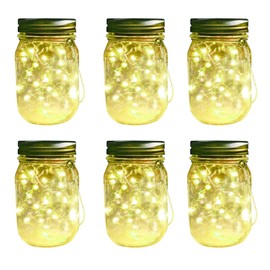 CANDLE CHOICE Solar Powered Mason Jar Lights Outdoor Waterproof 30 Mini Warm White LED Fairy Starry Firefly Lanterns Garden Table Patio Backyard Tree Lawn Porch Wedding Christmas Decorations 6 Pack