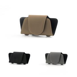 Ompellus Car Sunglasses Holder Case, Leather Sunglasses Holder Clip for Car Sun Visor, Magnetic Glasses Clip, Car Interior Storage Accessories (Beige)