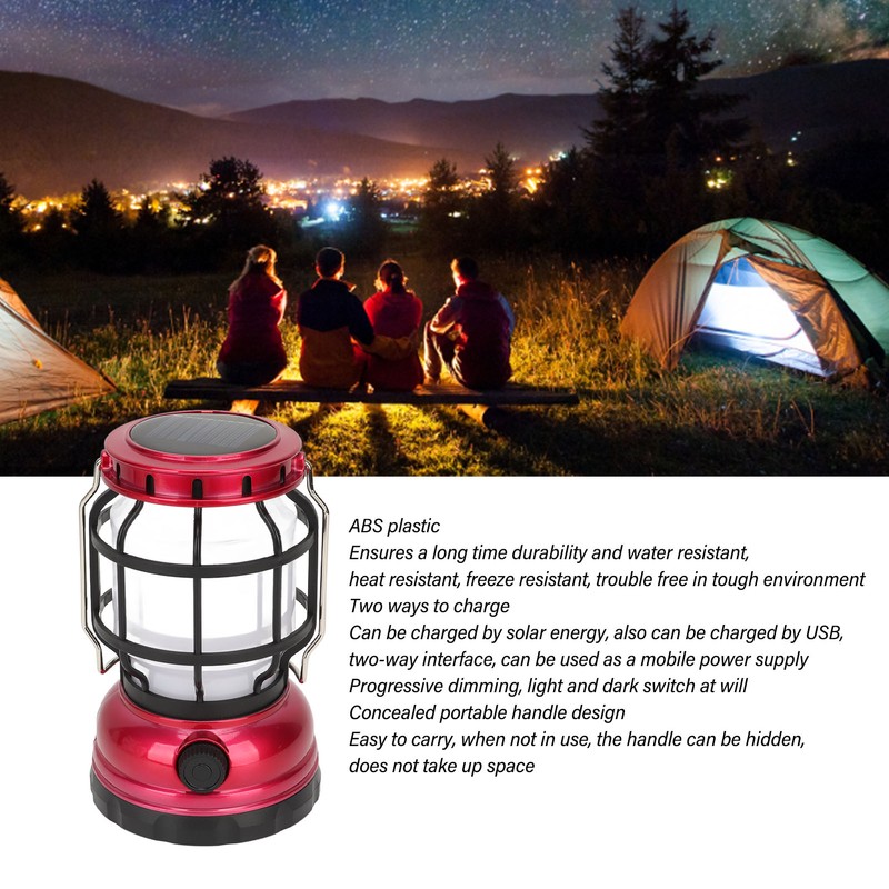 Camping Lantern ABS Plastic Portable USB and Solar Charging Survival