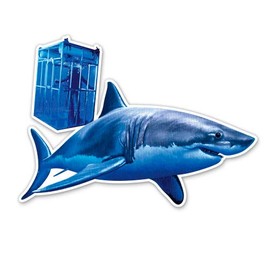 Great White Shark Cage Diving - Vinyl Sticker Waterproof Decal