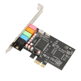 PCIe 5.1 Channel Stereo Sound Card, DLS Sound Library Technology 24bit 48KHz Internal PCIe Gaming Sound Card for Home Theater, 3D Games, Music Listening, Karaoke