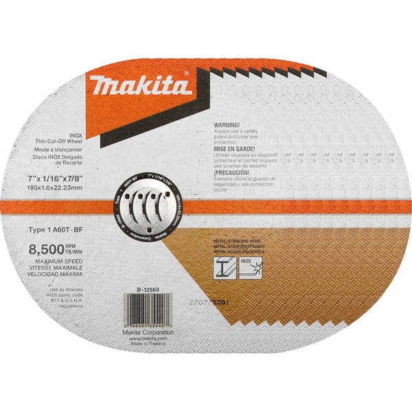 Makita B-12669-10 7" x 1/16" x 7/8" INOX Thin Cut-Off