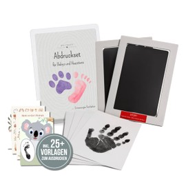 WELTWERK® Ink Pad Baby Handprint & Footprint - Set of 2, Clean & Non-Toxic - Clean Touch Imprint Set for Newborns, Toddlers & Pets - Paw Print Set Dog (Black)